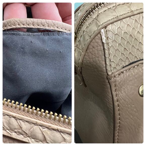 Olivia + Joy Animal Print Satchel Handbag Beige Gold Faux Leather Large Capacity - Picture 12 of 12